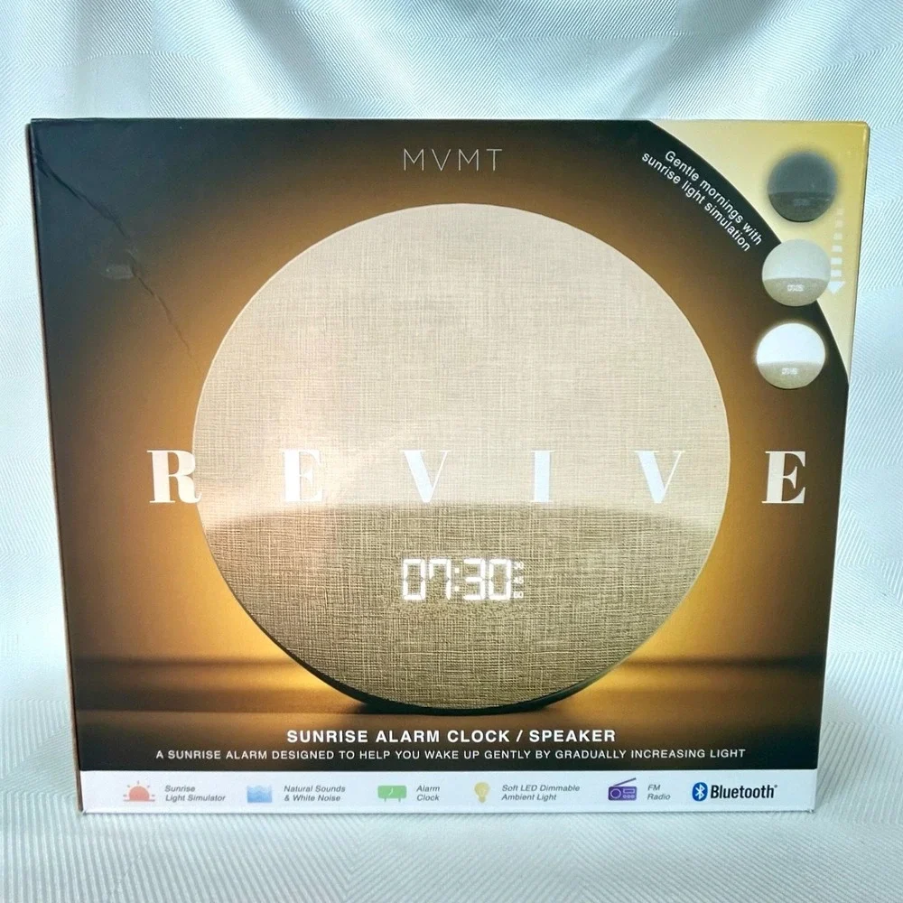 Sunrise Alarm Clock / Speaker with Sound Machine, FM Radio, Dimmable, Bluetooth